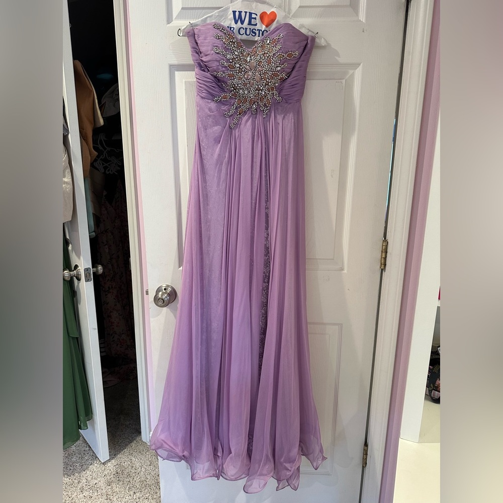 Purple Sleeveless Sweetheart Gown with Embellishments